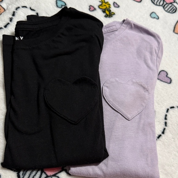 Old Navy Kids Heart Pocket Tees - Black and Lavender - Picture 1 of 5
